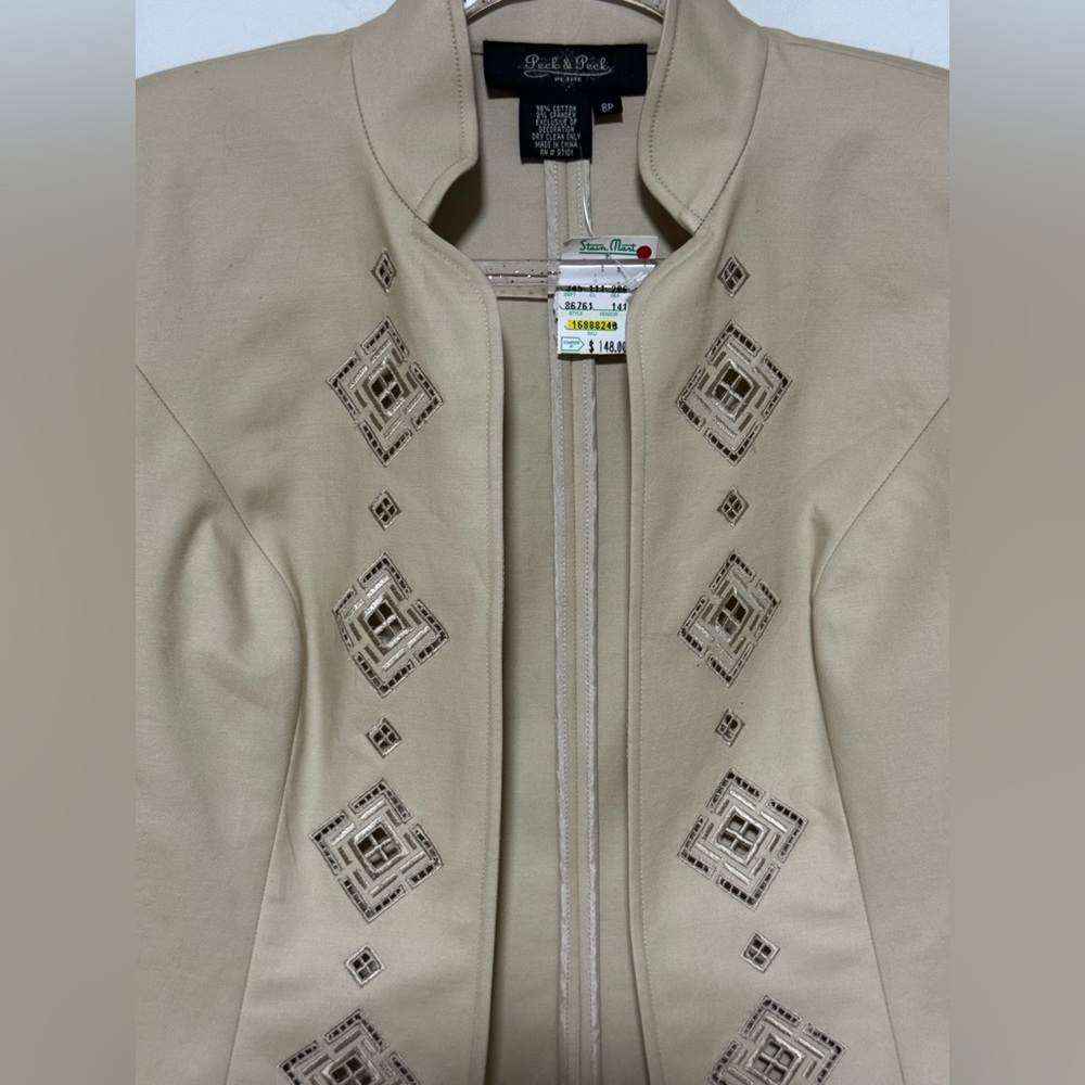 Peck & Peck Embroidered Detail Blazer Sz 8P NWT - Picture 2 of 5